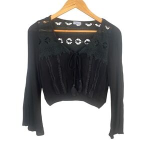 Abbeline Crochet Lace Bell Sleeve Top Womens Small Fairy Grunge Whimsigoth